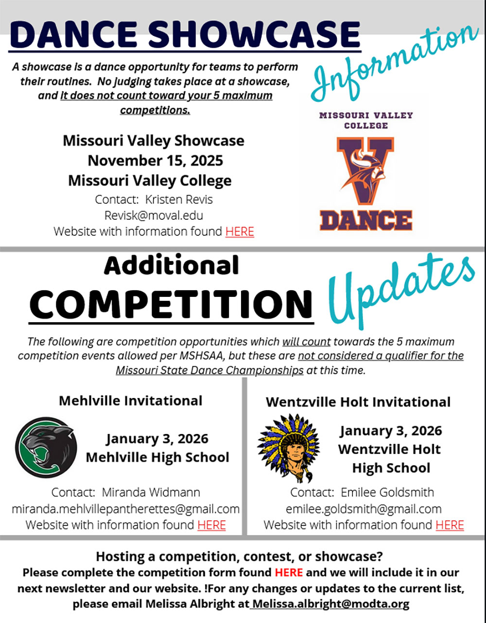 Upcoming Missouri State Qualifier Cheer and Dance Showcases