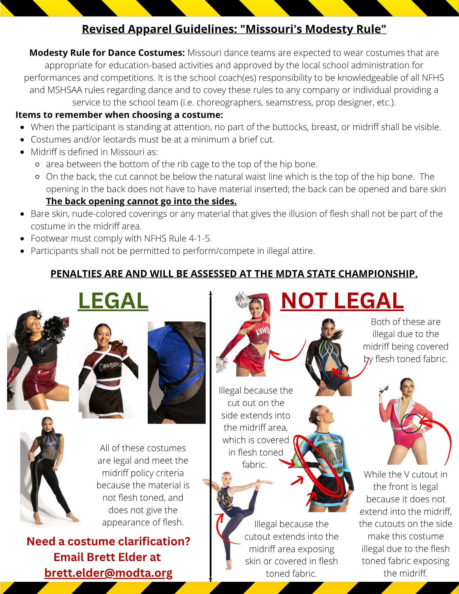 Costuming Midriff Policy for Missouri Dance Team Association in St. Charles Missouri